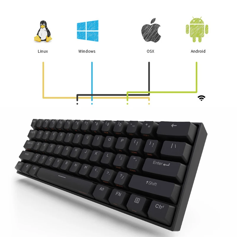 Imagem -03 - Anne Pro Rgb Teclado Mecânico do Jogo 61 Chaves sem Fio Bluetooth 5.0 Interruptor Azul Portátil Destacável Mini