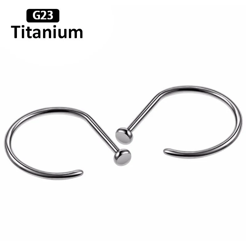 1PS NEW G23 Titanium Nose Piercing Nose ring& Studs D-ring without body piercing jewelry 18G 20G F136 - Image 4