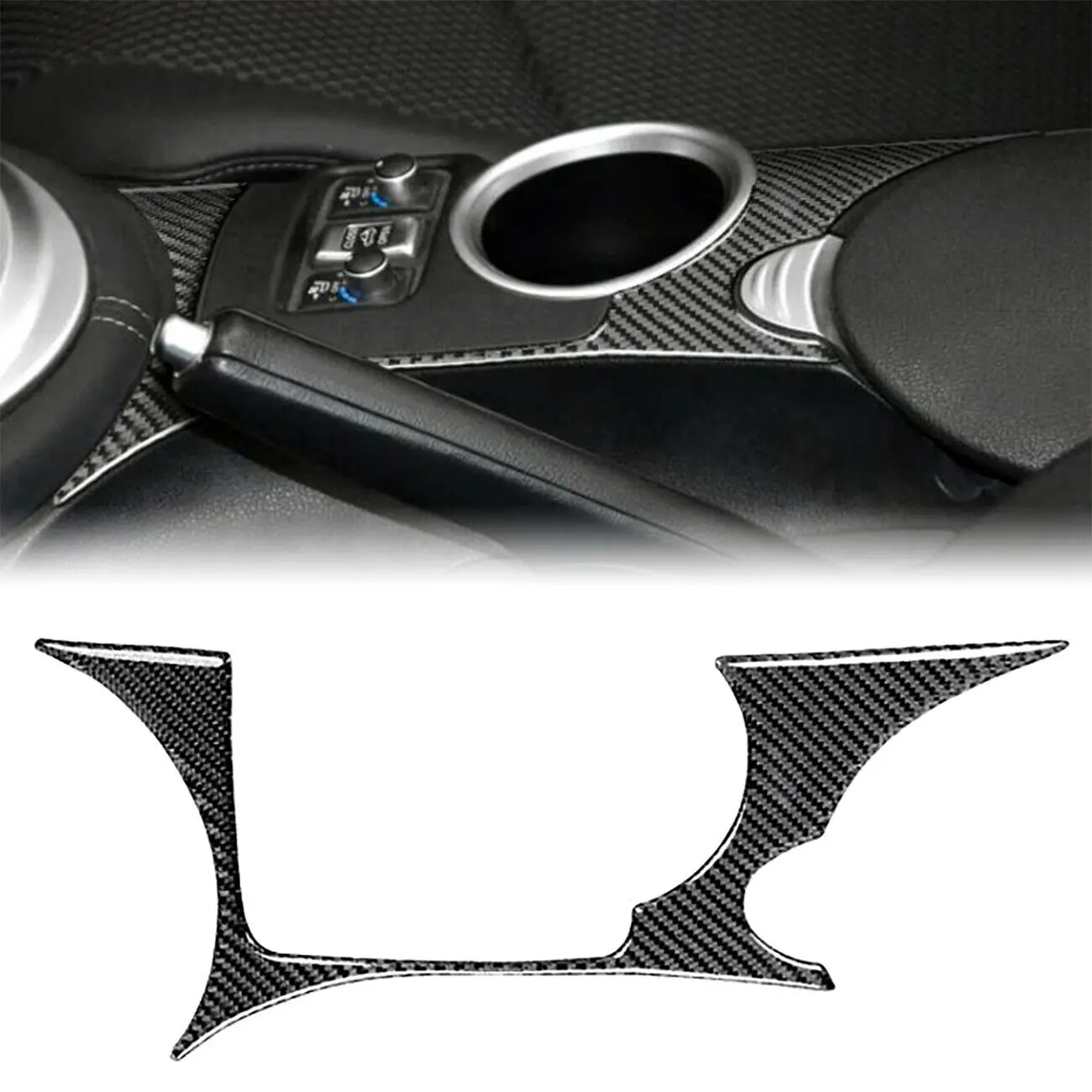 

Carbon Fiber Water Cup Holder Panel Cover Trim Fit For Nissan 370z z34 2009-2020