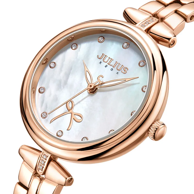 Mother-of-pearl Stainless Steel Julius Lady Women\'s Watch Japan Quartz Elegant Fashion Hours Girl\'s Birthday Gift Box