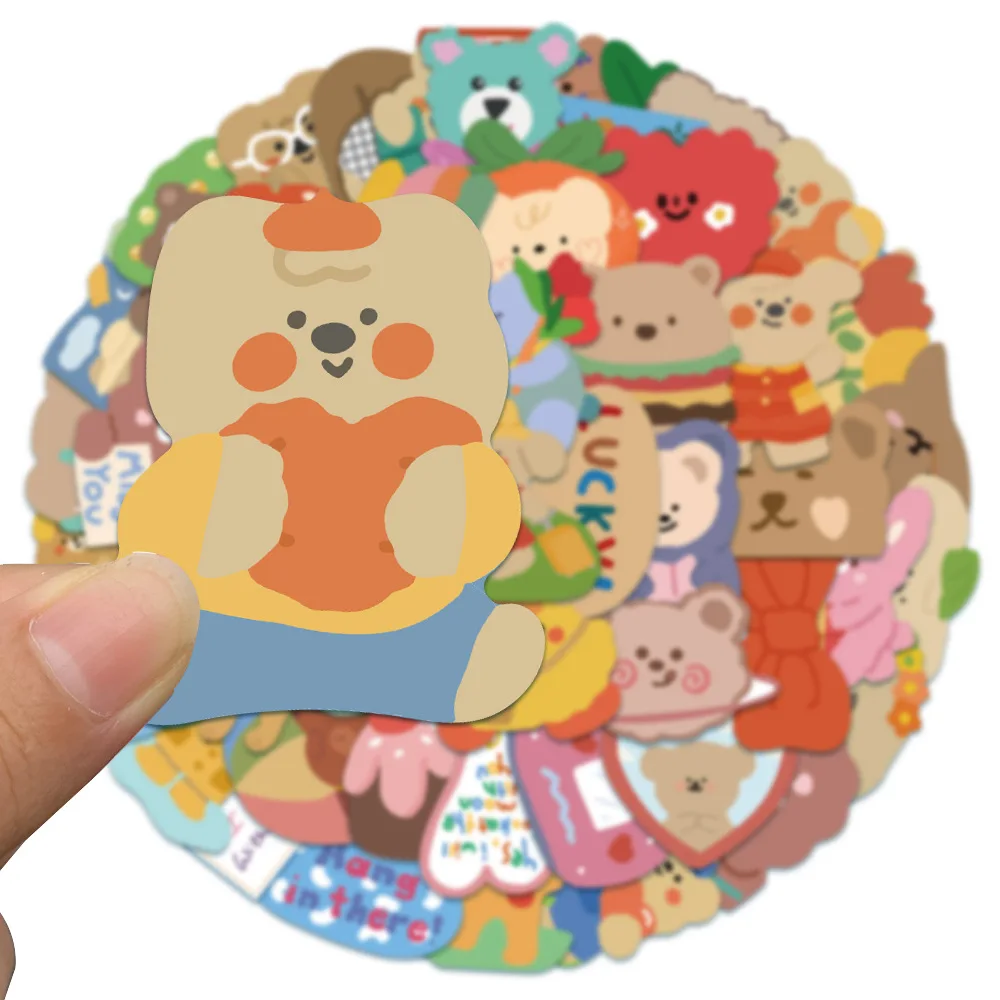 10/30/50PCS Korea Ins Cute Bear Graffiti Stickers Luggage Laptop Motorcycle Removable Decorative Stickers Wholesale