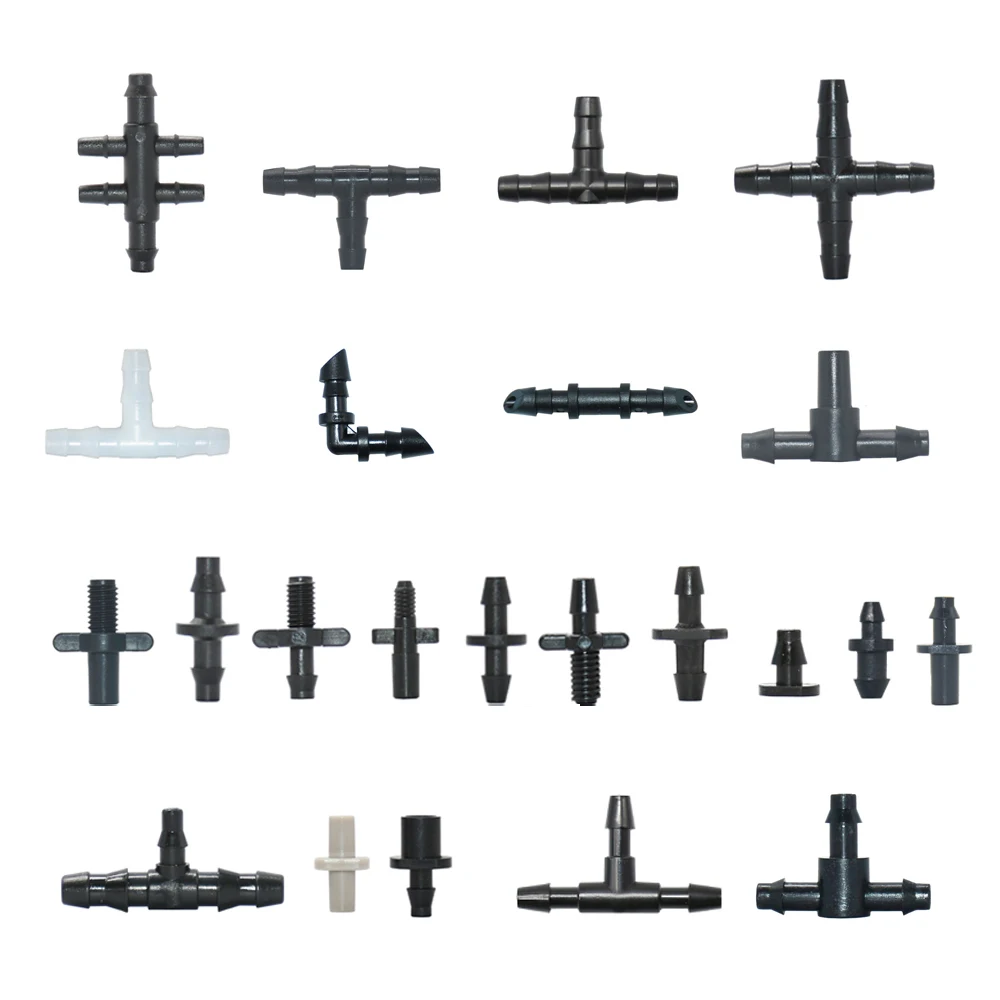 Garden Irrigation Connectors Barbed Single Double Tee Elbow Drip Arrow Cross Coupling Watering Fitting For 3/5 4/7mm Hose