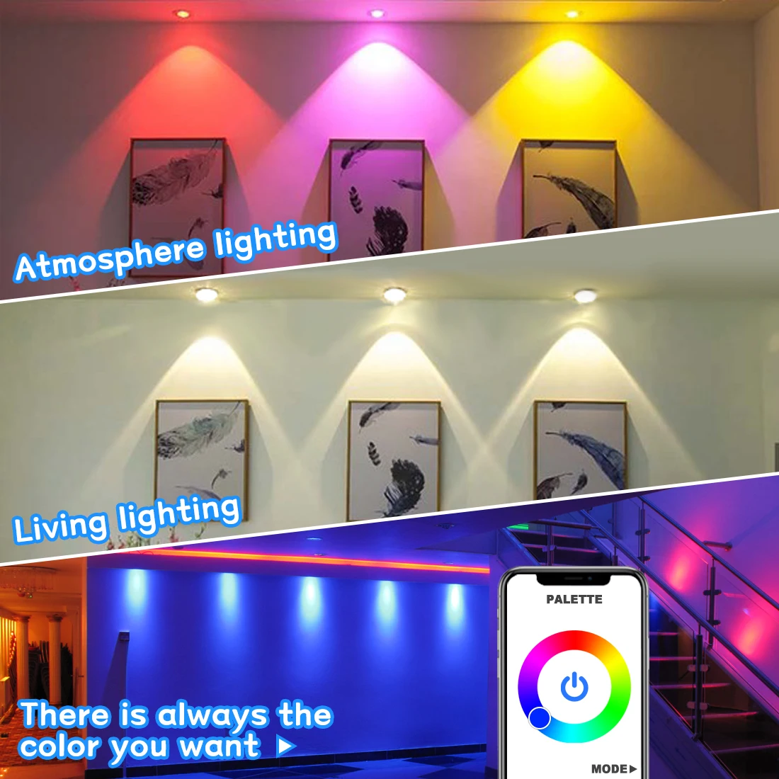 Imagem -02 - Lâmpada do Teto Led Colorida Compatível com Bluetooth Luz Redonda Embutida Luminária Home Inteligente Rgb Downlight 110v 220v