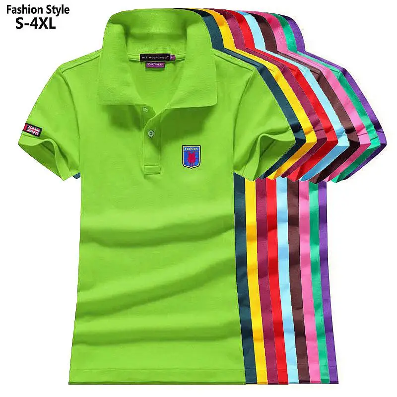 Fashion Polos Summer Embroidery Pattern Womens Polo Shirts Short Sleeve Cotton Casual Polos Ladies Tops Fit Slim Womens Tees