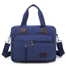 Canvas Mannen Handtas Schoudertas Reizen Grote Capaciteit Multi-layer Crossbody Tas Student Reizen Top-Handvat Tas leisure Tote