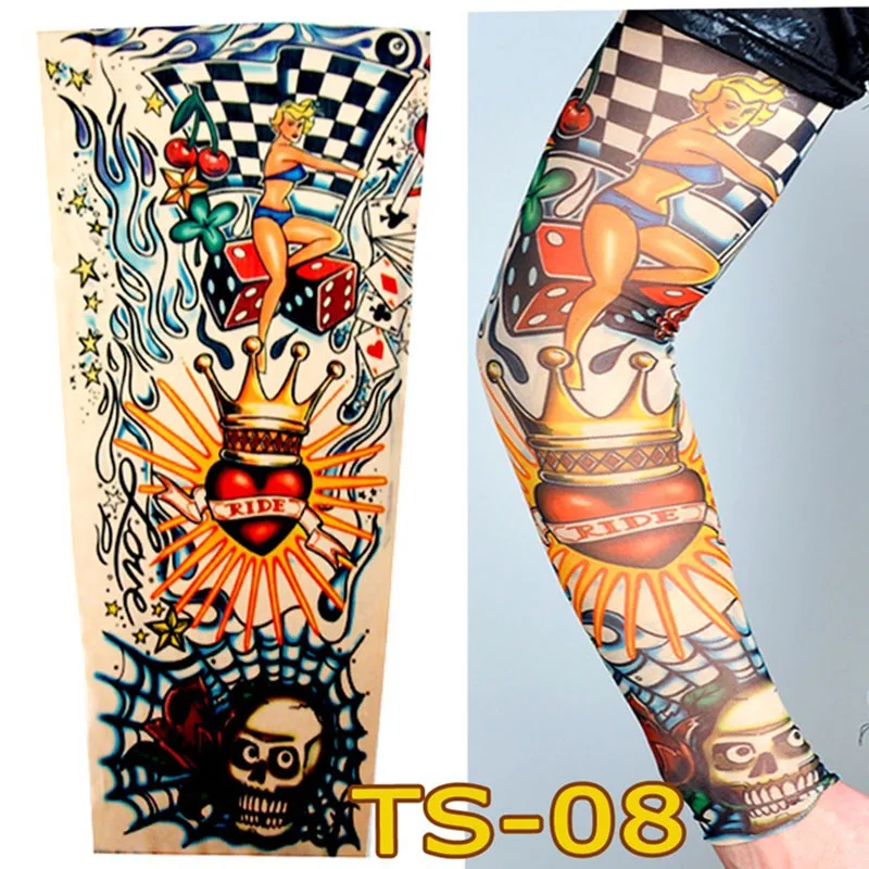 Unisex 3D Tattoo Arm Sleeves Outdoor Cycling Sleeves Sun Protection, Bike Basketball Compression Arm Warmers, Ridding Cuff Sleev