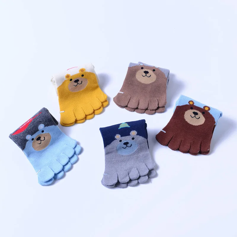 Cotton Children Five Finger Socks Animal Print Toe Socks Cartoon Boys Girls Socks Cheap Stuff for Kids Healthy Finger Sock 3-12T