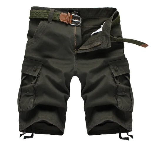 Pantalones cortos militares holgados con múltiples bolsillos para hombre, Shorts tácticos de algodón, color caqui, verano 2020