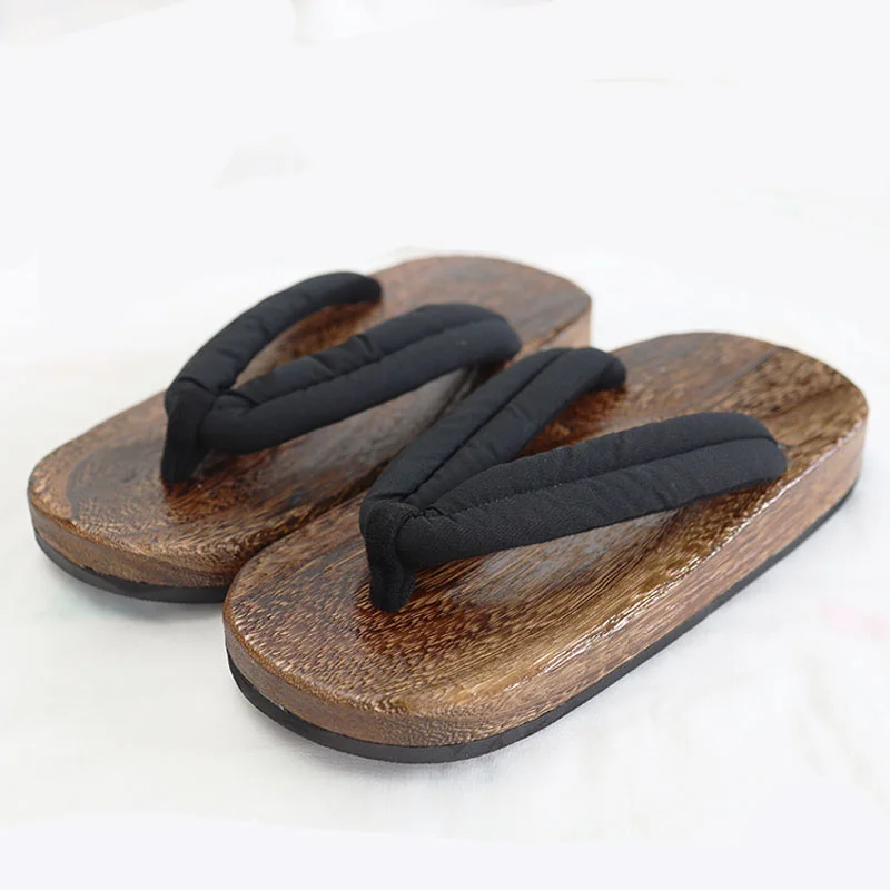 Japanese Wooden Clogs Men's Slippers Summer Wood Geta Slipper Thick Bottom Flip Flops Platform Sandals Garden Shoes