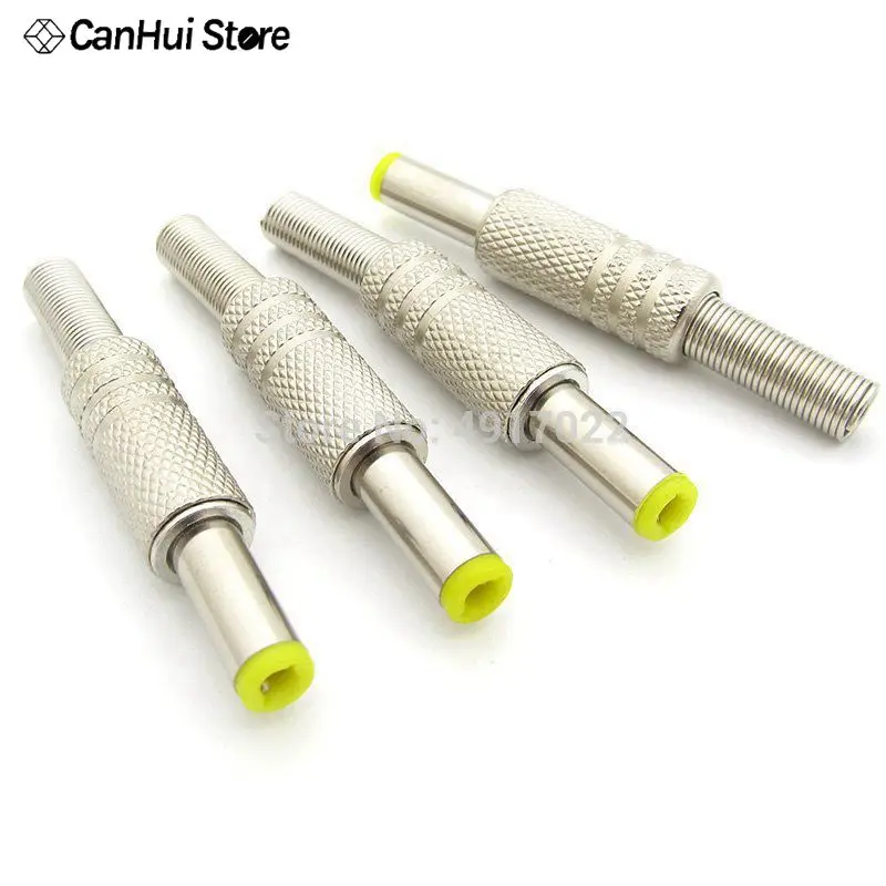 5Pcs 5.5x2.5mm DC Power Jack Male Plug Metal Connector Adapter With Yellow Head 5.5*2.5 mm 12V DC Monitoring Power Supply Wiring