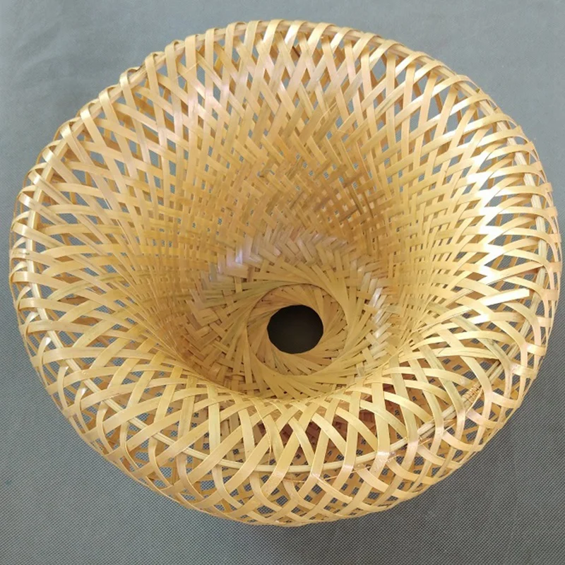 Bamboo Wicker Rattan Lampshade Hand-Woven Double Layer Bamboo Dome Lampshade Asian Rustic Japanese Lamp Design