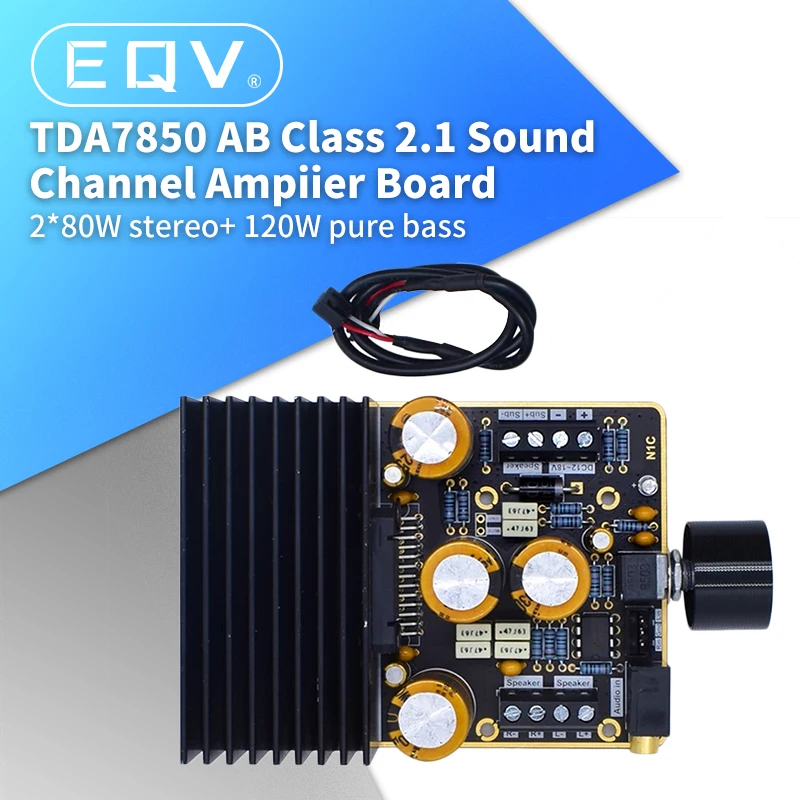 

official TDA7850 Subwoofer Digital Amplifier Audio Board 2*80W+120W Stereo Class AB Amplificator For2-8 Ohm Speaker DC9-18V