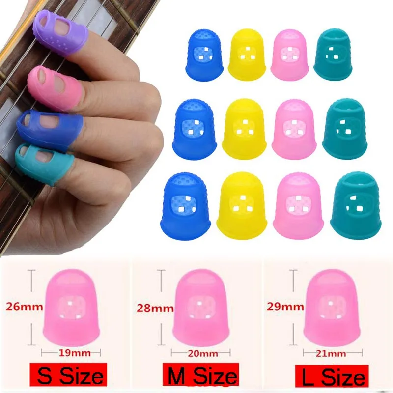 4Pcs/Pair  Elastic Silicone Guitar Finger Guards Fingertip Protectors for Guitar Ukulele Beginner Other Strings Random Color