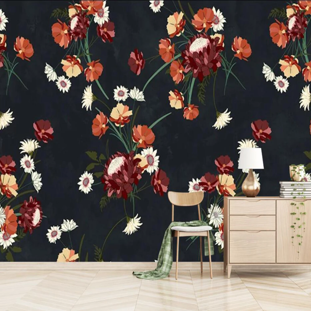 

Milofi custom large 3D wallpaper murals simple hand-painted flowers and birds tooling wall decoration wallpaper murals