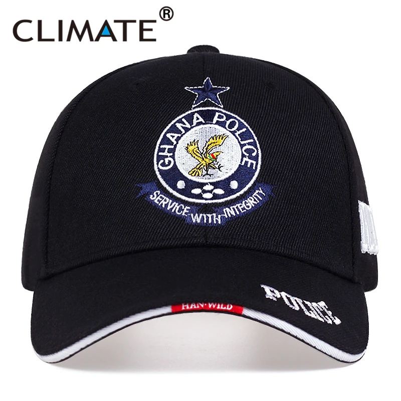 CLIMATE GHANA Police Baseball Cap New Outdoor Cap Cool Black Hip Hop Hat Adjustable Unisex Police Letter Embroidery Gift for Men