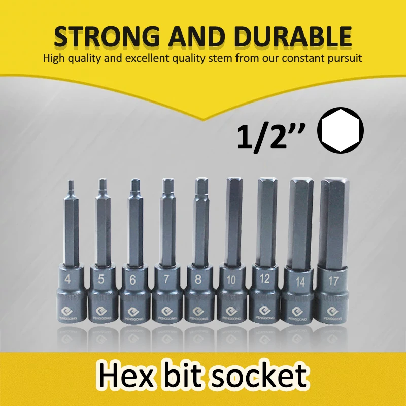 Set di chiavi per cacciavite a bussola esagonale da 1/2 "Set di punte per trapano H4 H5 H6 H7 H8 H10 H12 H14 H17 per cacciavite