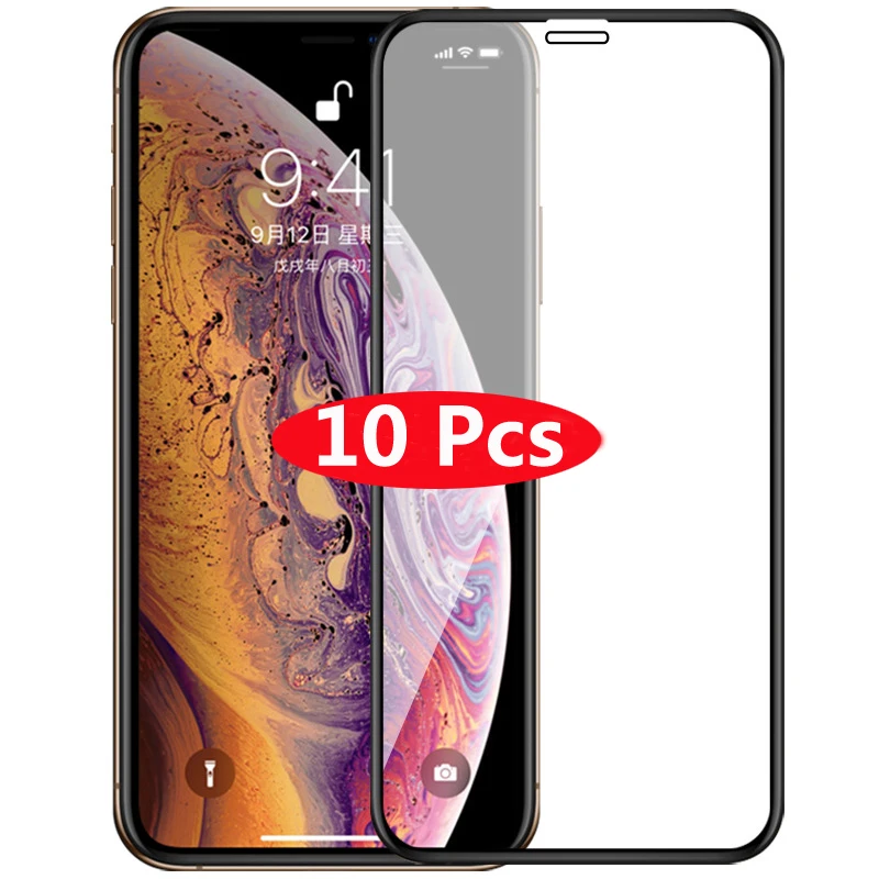 10Pcs Full Cover Tempered Glass for iPhone 11 pro XR X XS MAX screen protector for iPhone 7 8 6 6S plus 5s glass protective film