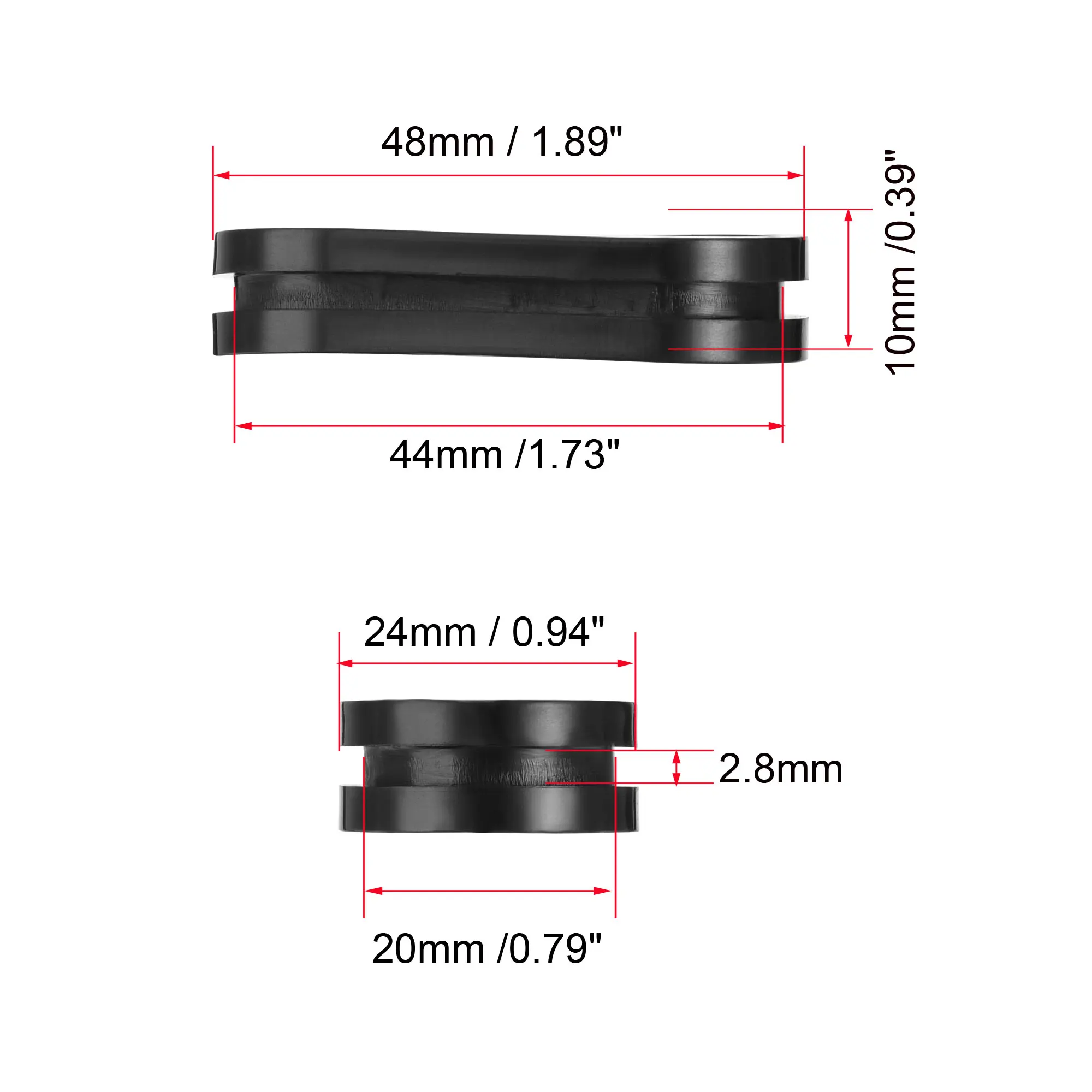 Uxcell Rubber Grommet Oval Double-Sided Mount Size 44 x 20 mm for Wire Protection 4 Pcs