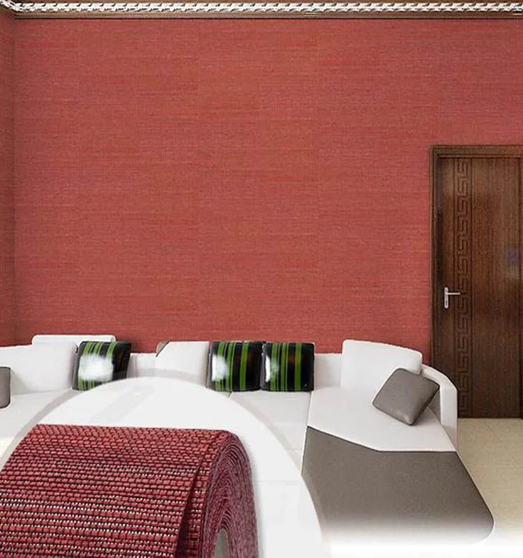 2021 New Design Free Sample MY WIND Colorful Sisal Metallic Red Wallpaper Natural Hotel Decorate Grass Cloth Wall Paper