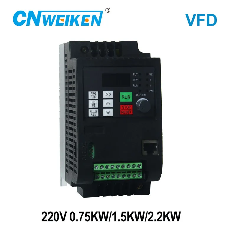 

WK600 220V Single-Phase to 3-Phase Output 0.75KW-7.5kw VFD lathe special Frequency Inverter Converter for with braking function