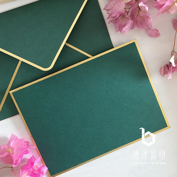 14x19cm 250gsm Green Paper Envelope Retro Bronzing Envelope Wedding Invitation Business Envelope Gift Envelope