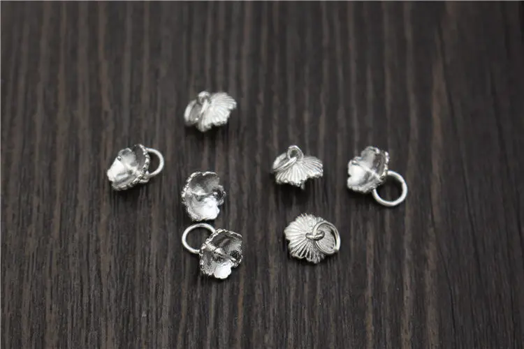 1pc100% 925 Sterling Silver Necklace Connector Pearl Beads Fastener Trays S925 SIlver Pendant Settings Clasps DIY Jewelry Making