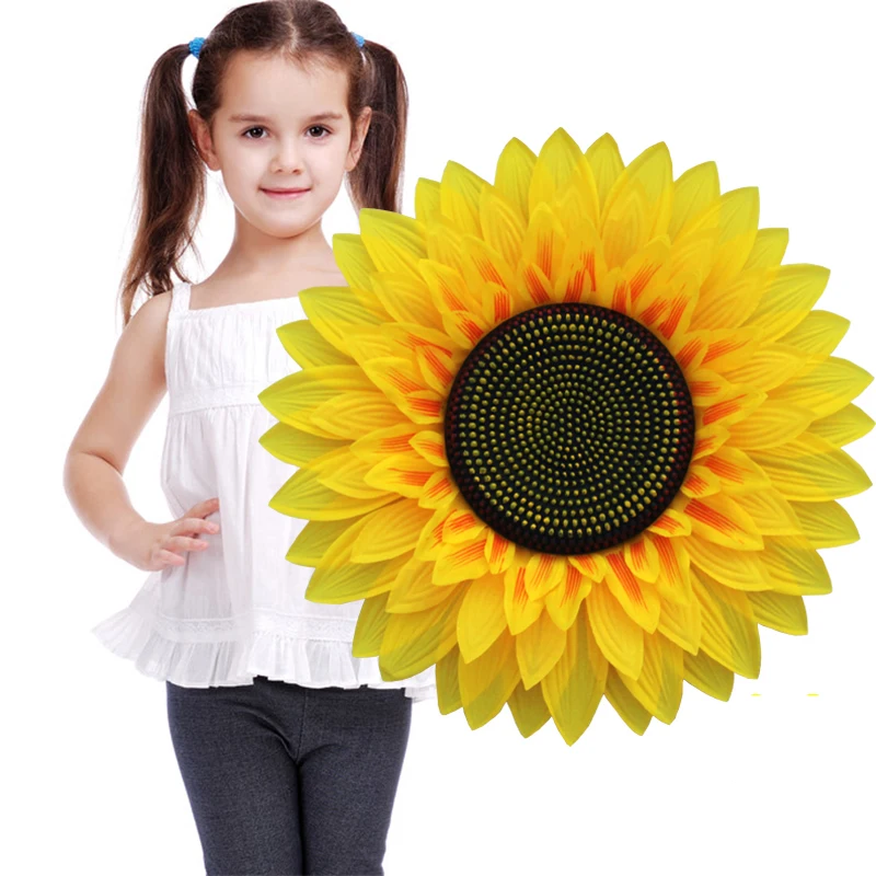 60CM Large Sunflower Head Performing Props Artificial Flowers Handhold Silk Sunflowers Stage Show Props Wedding Home Party Decor