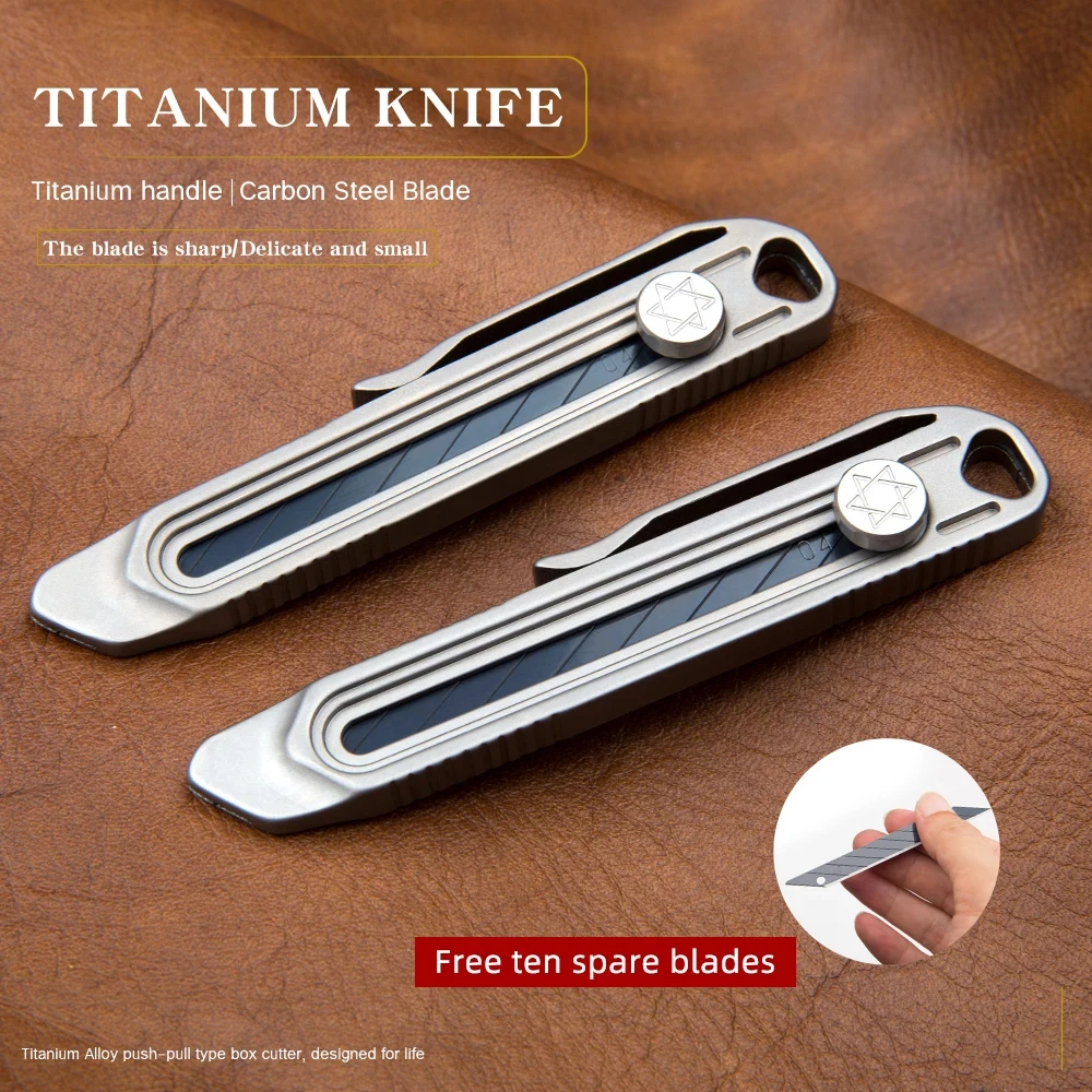 Titanium Alloy Telescopic Utility Knife Blades Sharp Portable Tool Knife Quick Blade EDC Pocket Knife Unpacking Fruit Knife