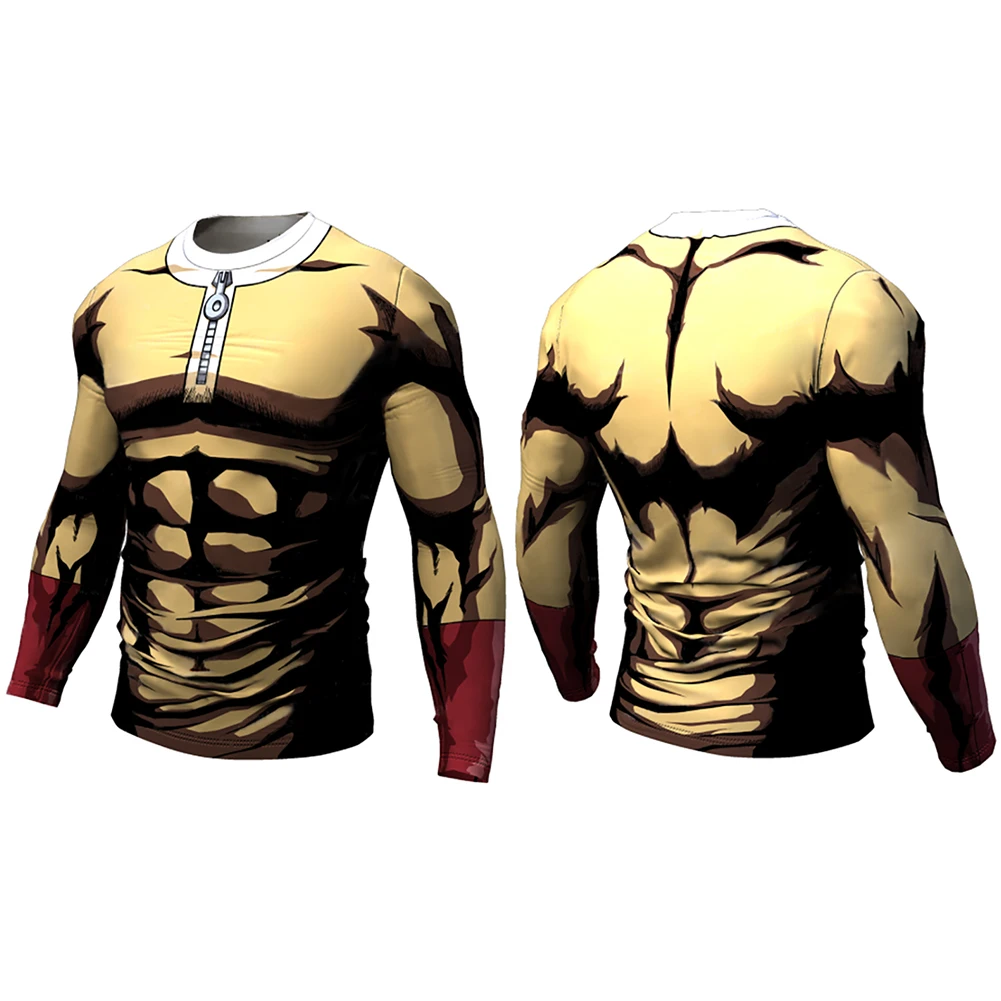 One punch camiseta masculina, camiseta esportiva fitness de corrida, com gola redonda, de desenho, para musculação, para academia