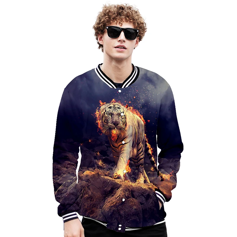 

Animal Tiger Costume 3d Baseball Jacket Coat Men Women Hoodie Sweatshirts Daily Casual Long Sleeve Homme 3D Hoodies Jackets Tops