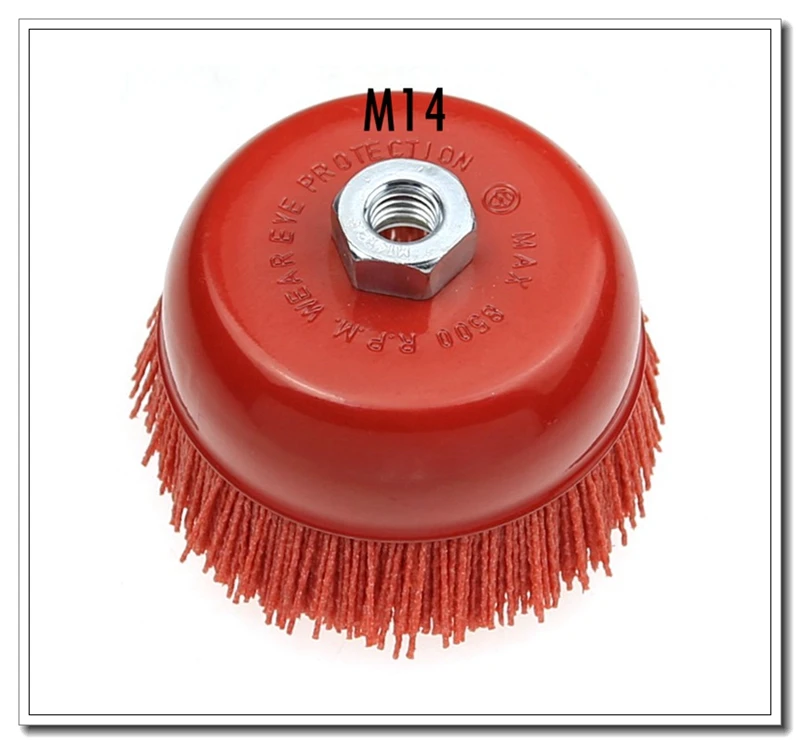 1 stück 115 * M14 Tasse Nylon Schleif Pinsel Rad P80 Pile Polymer-schleif 4.5 "Winkel Grinder-Tool – Detail 3