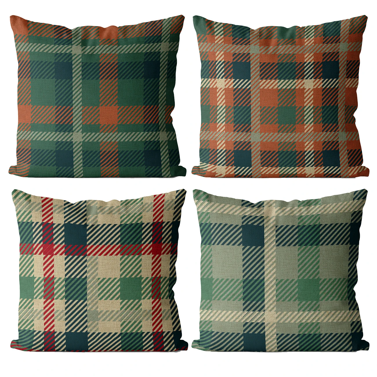 Popular Autumn And Winter Geometric Plaid Scottish Plaid Linen Cushion Cover Home Decoration Plaid Pillowcase Sofa Car Bedroom