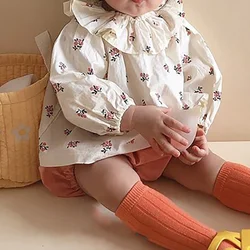 Camicia con colletto a volant principessa per neonate camicetta a maniche lunghe floreale primavera autunno accogliente capispalla bambini ragazze top abbigliamento per bambini