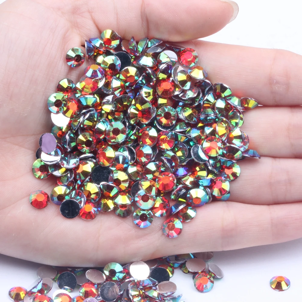 

New Resin Rhinestones 2mm-6mm Red AB Flatback Non Hotfix Giue On For Nails Art Decoration DIY 3D Jewelry Making