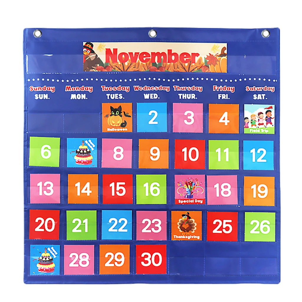 Lernen Kalender Tasche Diagramm Dargestellt Karten Tag Woche Monatliche Diagramm Wand Hängen für Kinder Pädagogisches Klassenzimmer Liefert