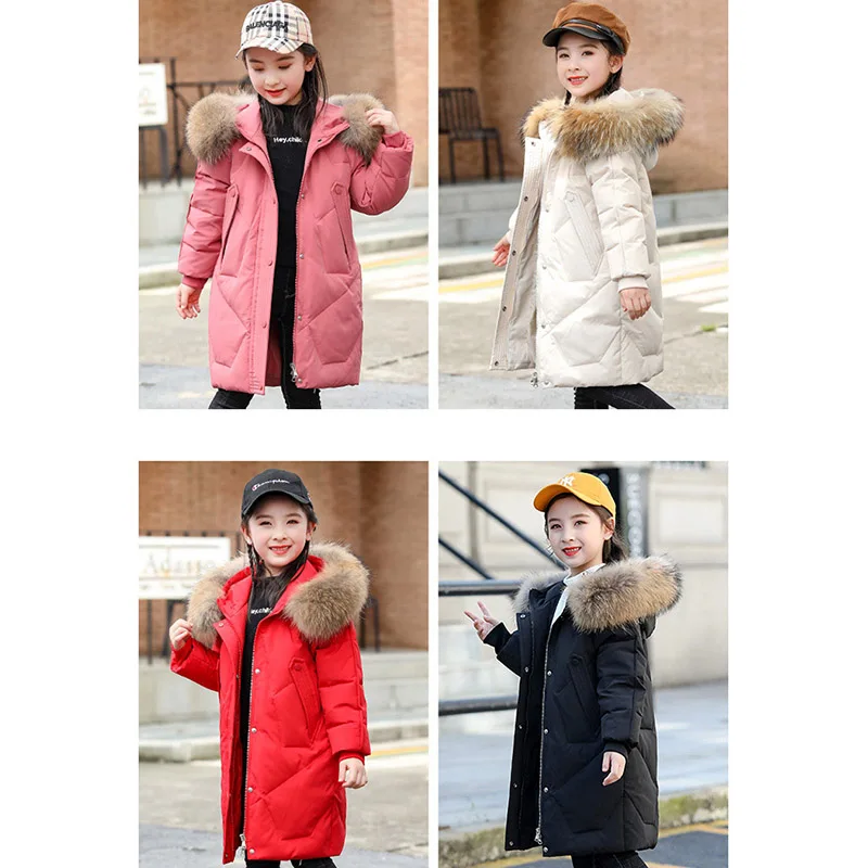 Winter Jacket for Girls Children\'s Clothing Outerwear Overalls Girls 4-13 Years Warm Clothes Kids Fur Coat Teenage Cotton Parka