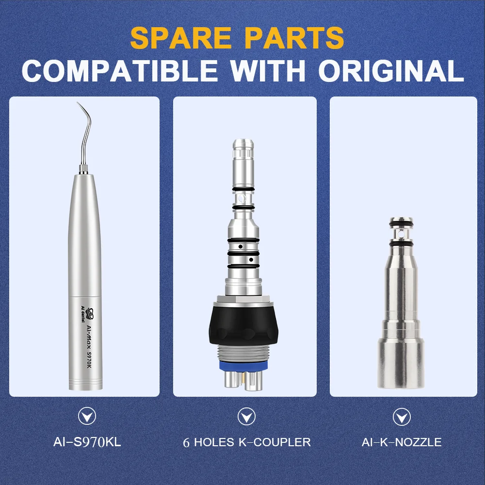 Dental Sonic Air Scaler rękojeść Kvo typ łącznik dysza olejowa zestaw nieoptyczny z 3 szt. Skalowanie porady sprzęt laboratoryjny AI-S970K-KCL6