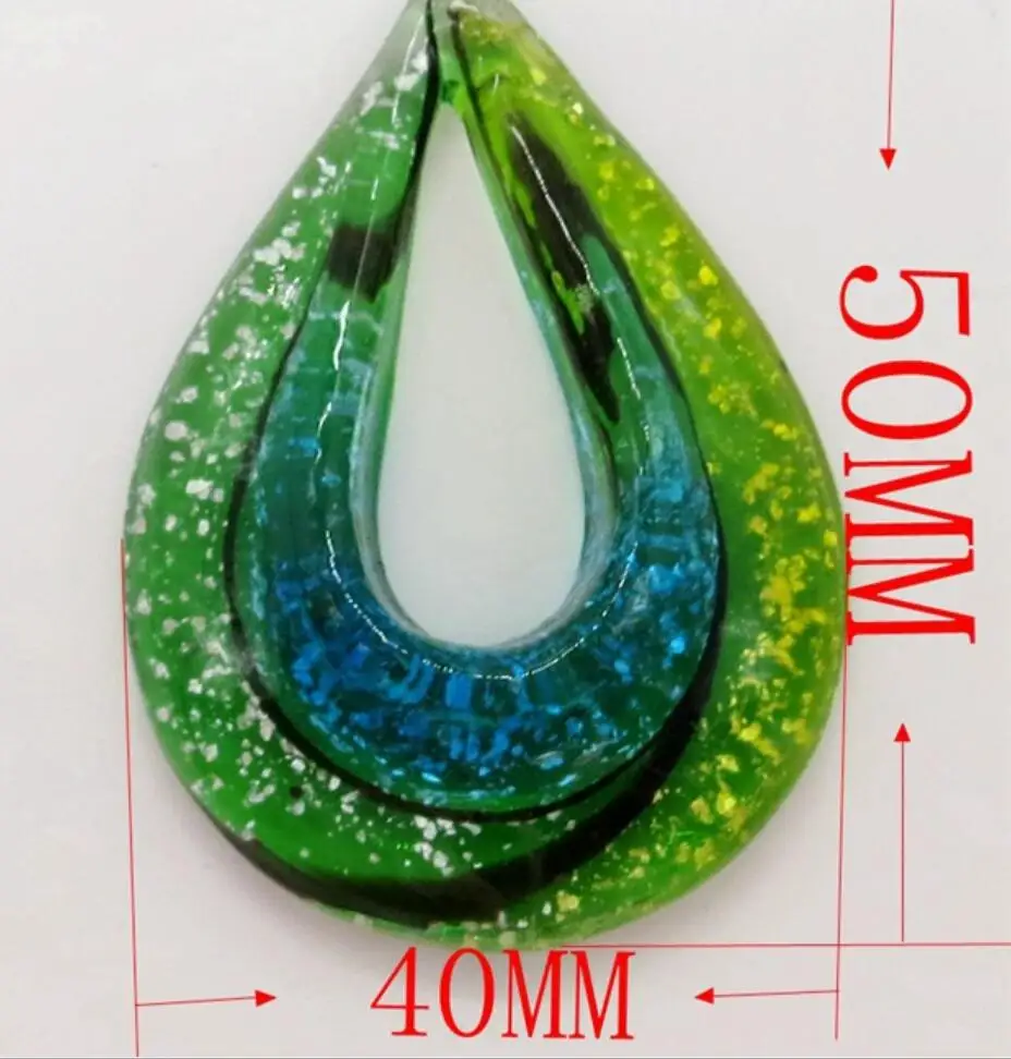 New Handmade Murano Lampwork Glass Pendant Necklace Foil Water Drop Women\'s Glass Jewelry Girl Gifts Wholesale LL57