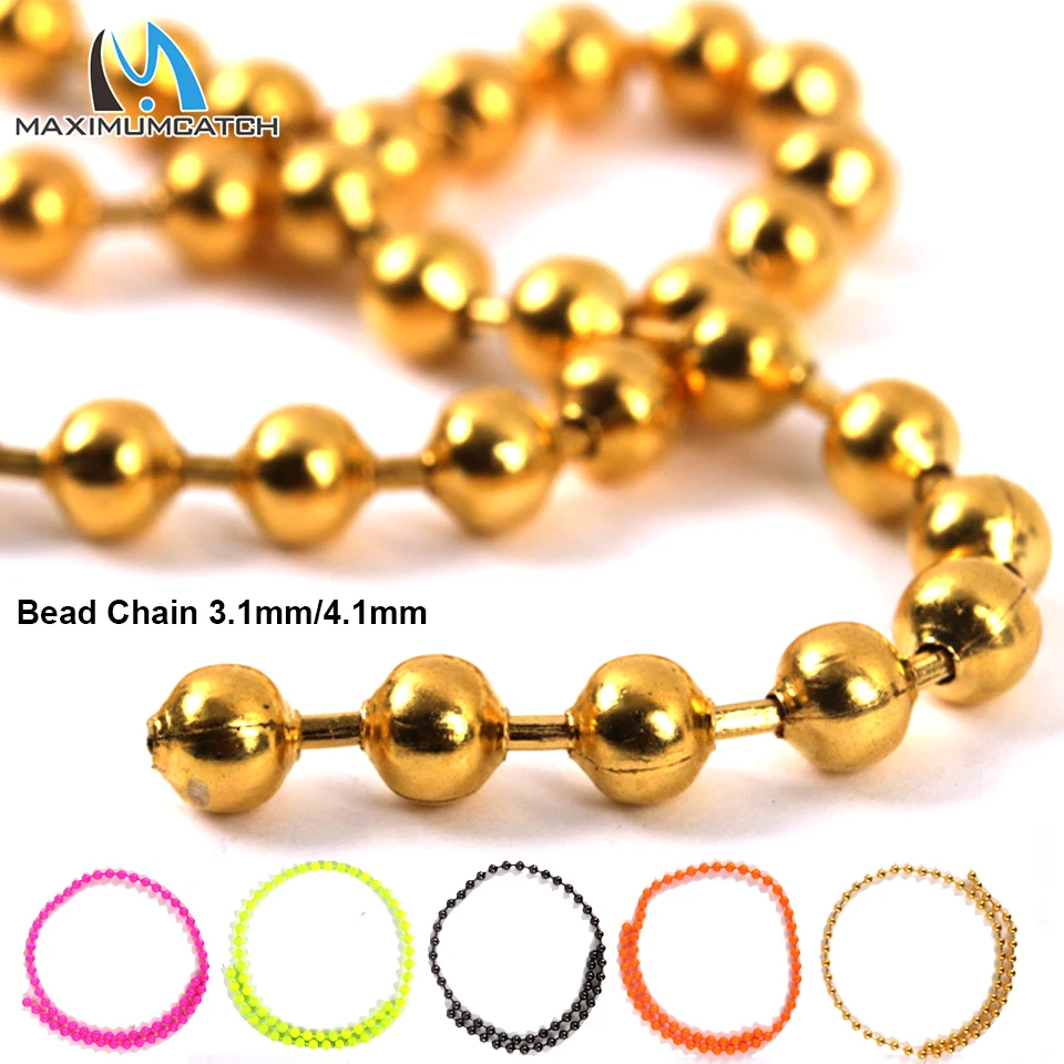 Maximumcatch Fly Tying Bead Eyes Chain DIA 3.2mm/4.1mm Length 31cm Metal Fly Tying Material