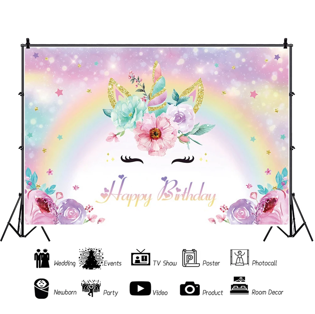 Yeele Dreamlikeวันเกิดยูนิคอร์นStar Glitters Light Bokehดอกไม้การถ่ายภาพเด็กฉากหลังการถ่ายภาพตกแต่งพื้นหลัง