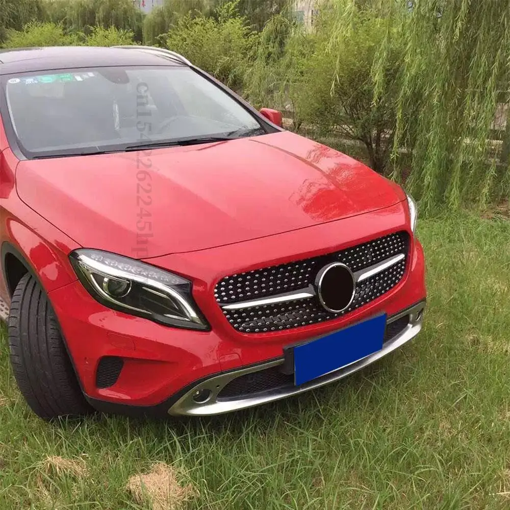 Front Grille Racing Bumper Grill For Mercedes Benz GLA X156 2014-2019 Sport Modification Middle Hood Mesh Decoration Replacement