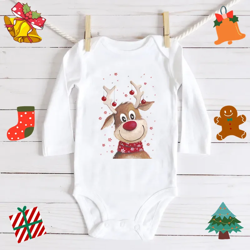 

My First Christmas Newborn Bodysuit Cotton Body Baby Boys Girls Long Sleeve Christmas Jumpsuits Infant Holidays Romper Clothes