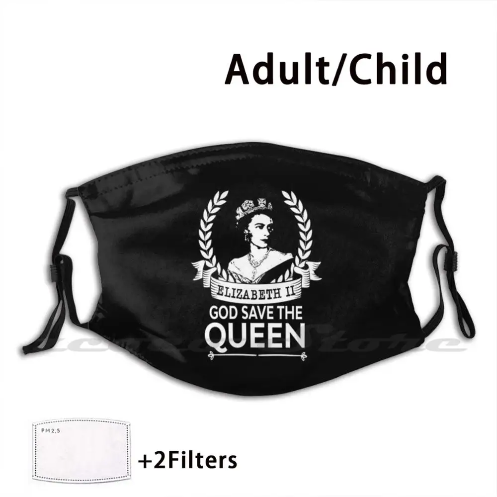 Elizabeth Ii Royal Picture Portrait British Monarch Mask Adult Child Washable Pm2.5 Filter Logo Creativity London Underground