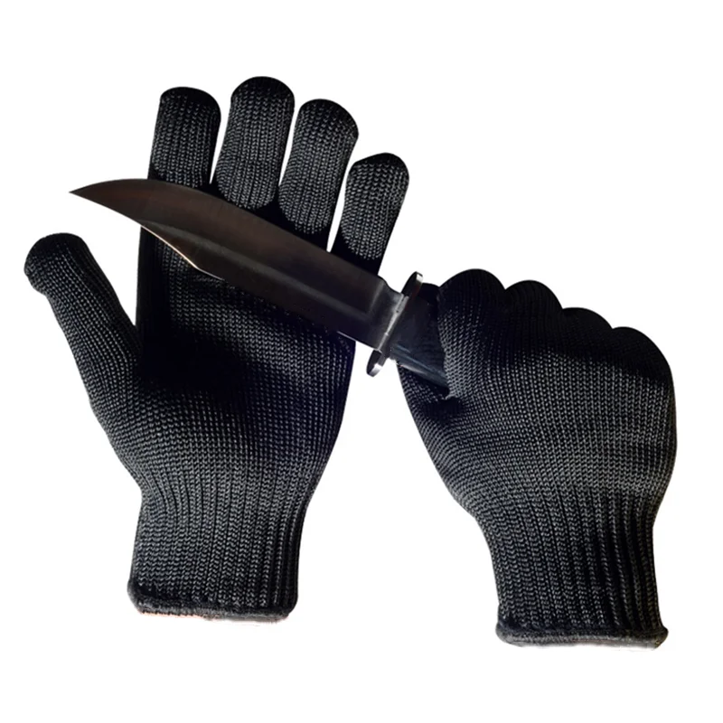 

Black Level 5 Anti-cut Glove Safety Cut Proof Stab Resistant Wire Metal Work Gloves Garden Kitchen Household Safety Gloves