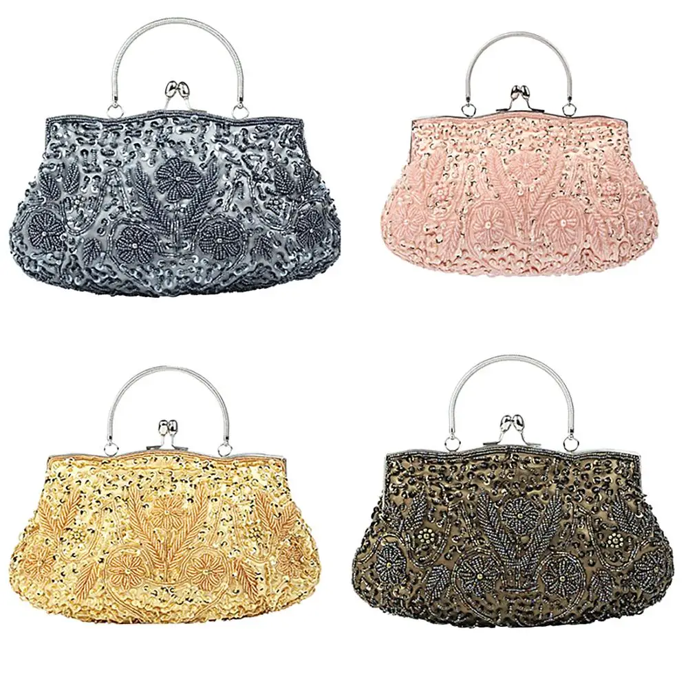 Women Clutch Bags Ladies Beads Evening Bags Wedding Party Bridal Embroidered Handbag Women Solid Retro Small Totes Mini Wallets