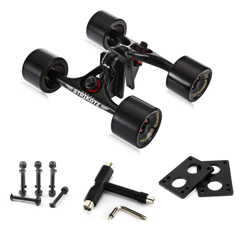 STRIKATE 7inch Longboard Truck with 70mm Wheels Complete 6mm riserpad 35mm hardware T tools Combo