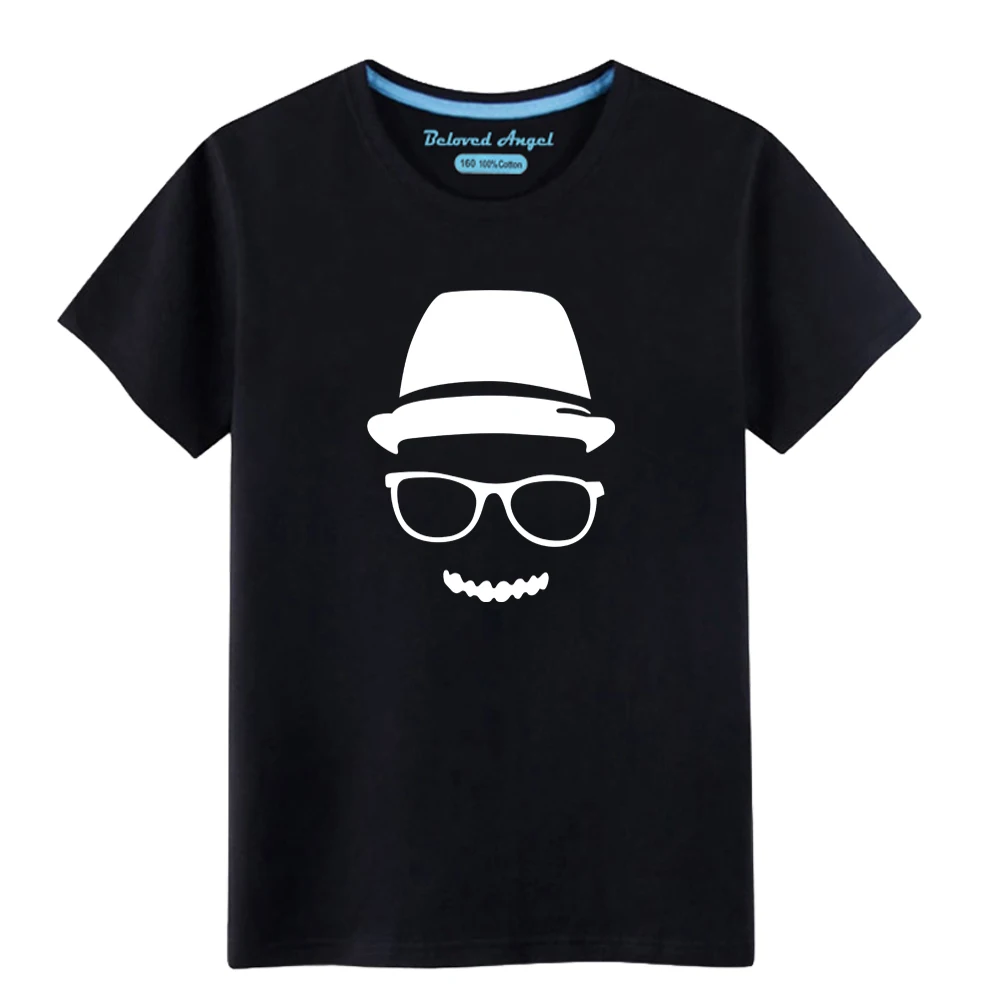 Boys T Shirt Girls Kids Children Tops Cotton Clothing Short Sleeves Clothes Luminous Print Cartoon Tee Black Blue Yellow Red