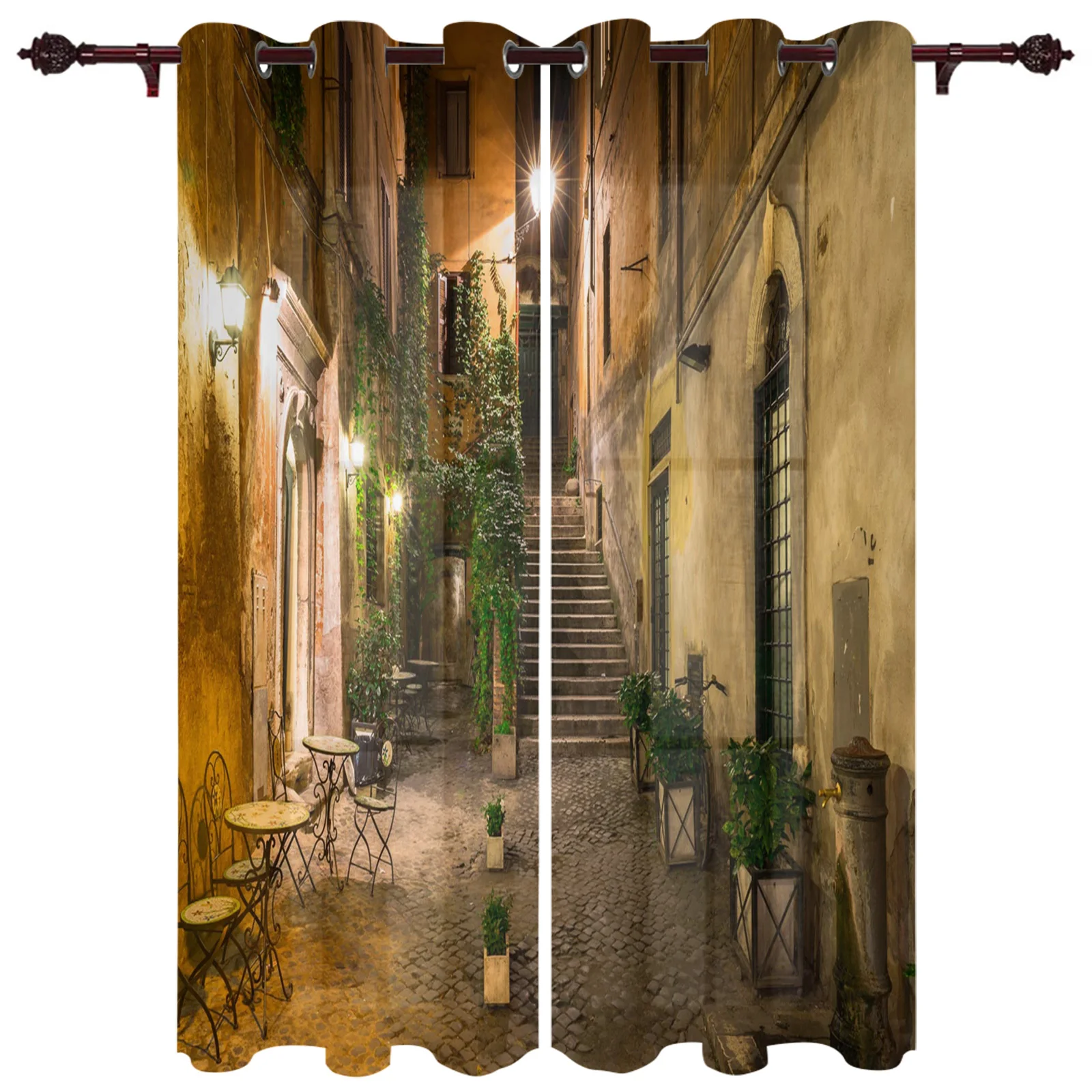 House Building Yard Lighting Kitchen Curtain Kids Bedroom Living Room Balcony French Windows Curtain Fabric Pergola Bathroom