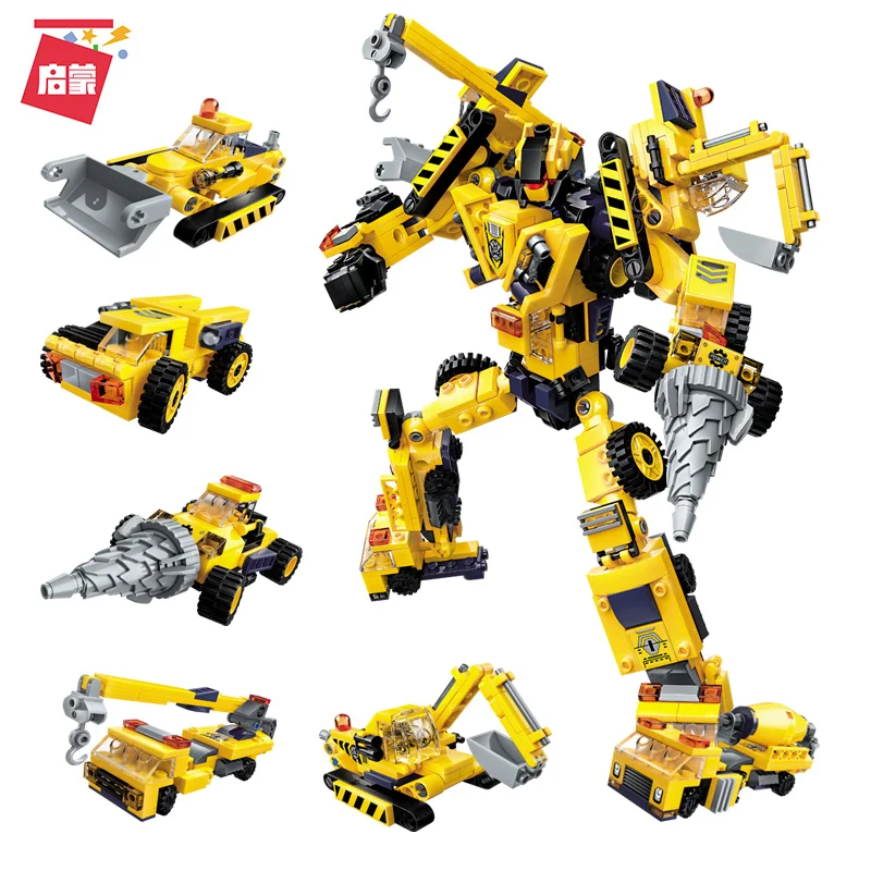 

QMAN 1417 Engineering mecha building blocks Kit Brick Model Kids Toys Scourge ares robot combination Transfiguration 479Pieces