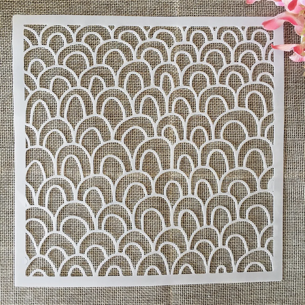 20*20cm Layered Shell Wavy DIY Layering Stencils Painting Scrapbook Coloring Embossing Album Decorative Template